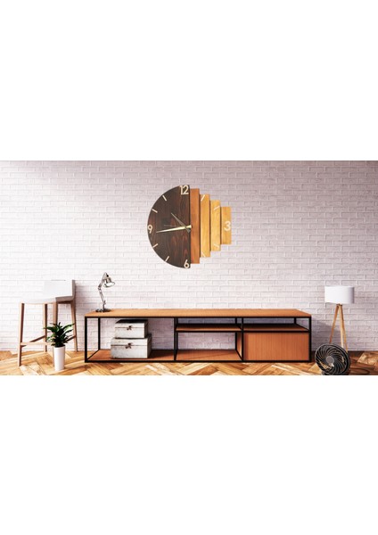 Simay Ahşap Duvar Saati Ceviz - Meşe 40 x 42 cm Sıkıştırılmış 18MM Masif Ağaç MKN-107-SİMAY M