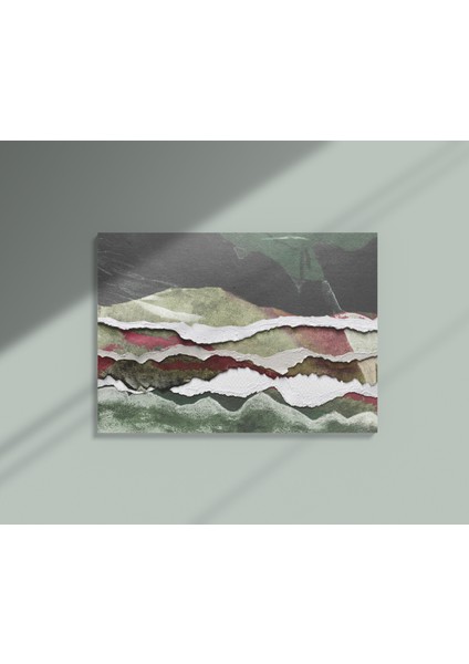 Yırtık Kağıtlarla Sanat Dekoratif Yatay Kanvas Tablo