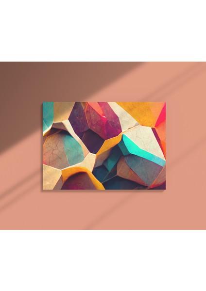 Soyut Renkli Hexagonal Kaya Dekoratif Yatay Kanvas Tablo