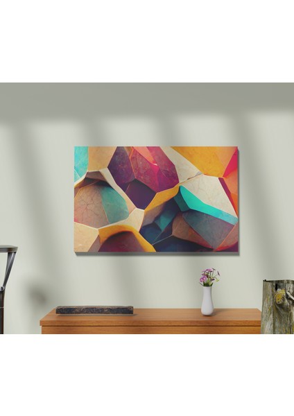 Soyut Renkli Hexagonal Kaya Dekoratif Yatay Kanvas Tablo fırsatları