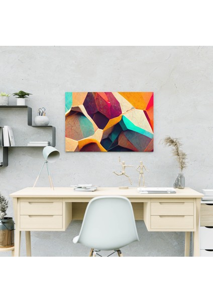 Soyut Renkli Hexagonal Kaya Dekoratif Yatay Kanvas Tablo indirimleri