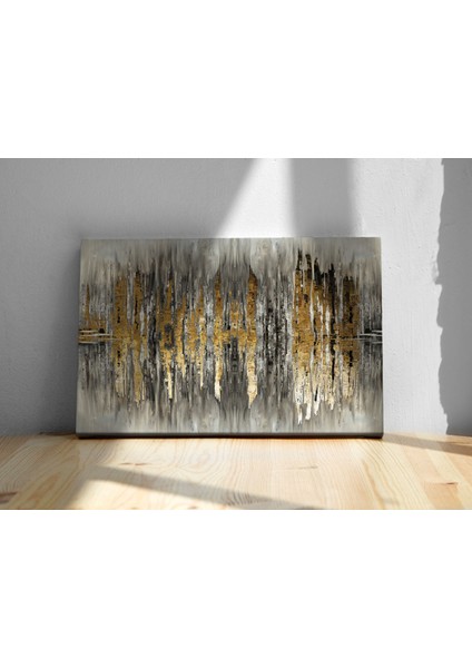 Soyut Ağaç Gövdesindeki Altın Kesitler Dekoratif Yatay Kanvas Tablo modelleri