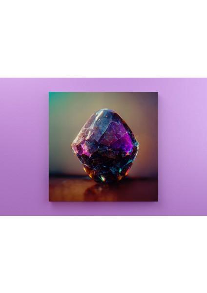 Renkli Geoid Kristal Dekoratif Kare Kanvas Tablo