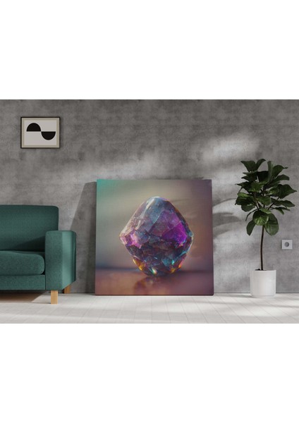 Renkli Geoid Kristal Dekoratif Kare Kanvas Tablo fırsatları