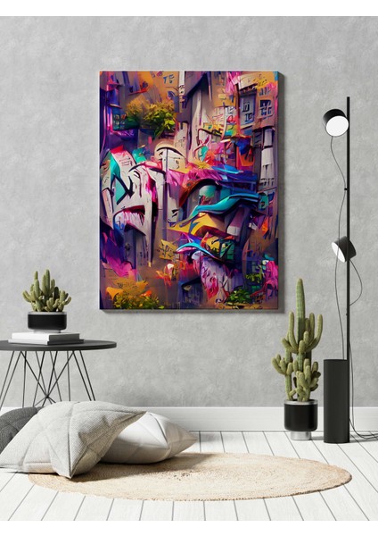 Soyut Japon Mimarisi Dikey Kanvas Tablo