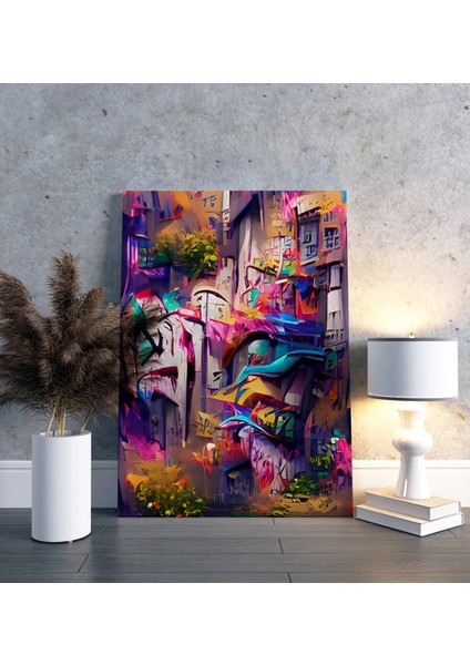 Soyut Japon Mimarisi Dikey Kanvas Tablo modelleri