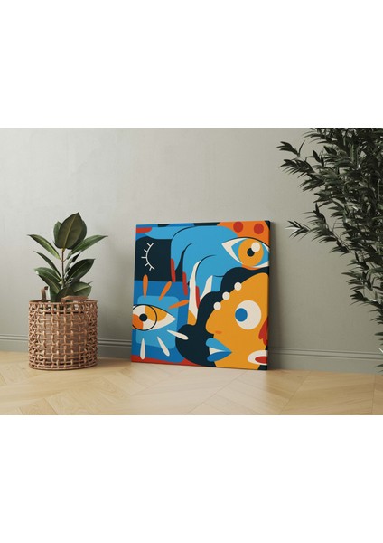 Picasso Tarzı Soyut Gözler Dekoratif Kare Kanvas Tablo