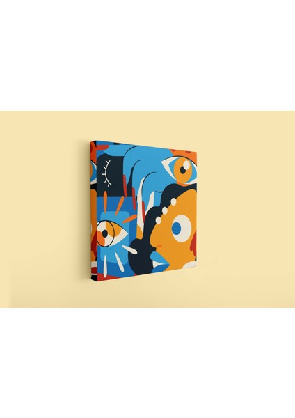Picasso Tarzı Soyut Gözler Dekoratif Kare Kanvas Tablo