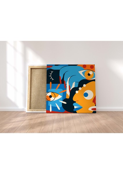 Picasso Tarzı Soyut Gözler Dekoratif Kare Kanvas Tablo