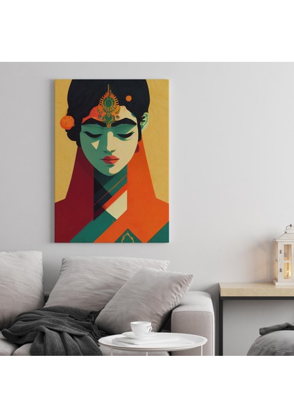 Tanrıça Krishna Portre Dekoratif Dikey Kanvas Tablo