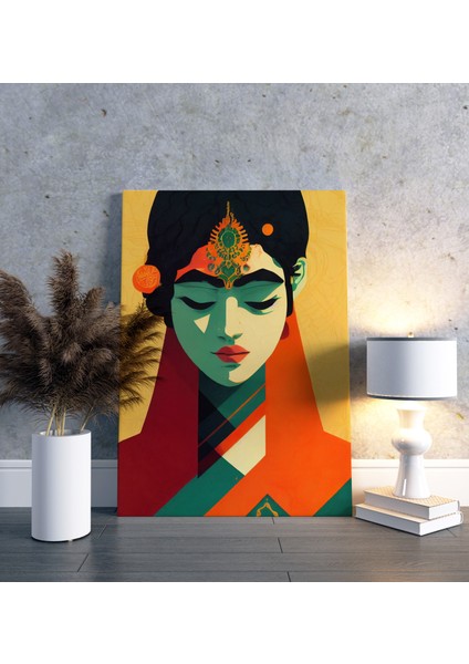 Tanrıça Krishna Portre Dekoratif Dikey Kanvas Tablo fırsatları