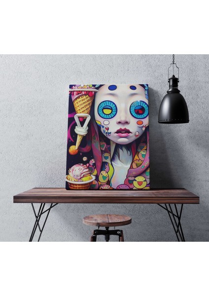 Psikedelik Dondurma Konfetisi Dikey Kanvas Tablo