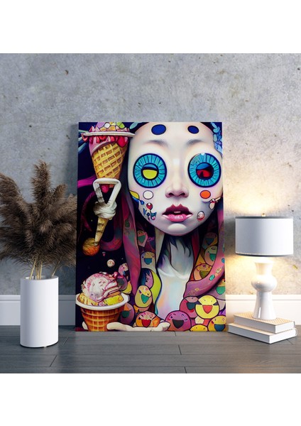 Psikedelik Dondurma Konfetisi Dikey Kanvas Tablo modelleri