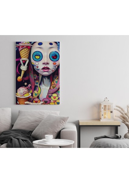 Psikedelik Dondurma Konfetisi Dikey Kanvas Tablo indirimleri