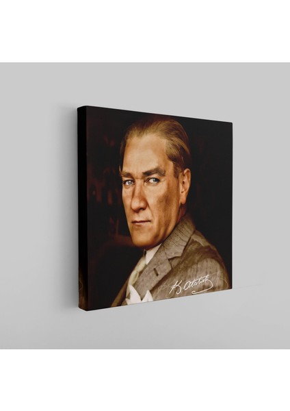 Gazi Mustafa Kemal Atatürk Portre Dekoratif Kare Kanvas Tablo modelleri