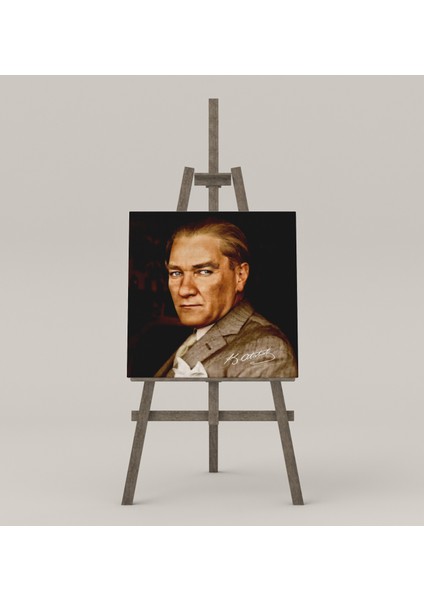 Gazi Mustafa Kemal Atatürk Portre Dekoratif Kare Kanvas Tablo indirimleri