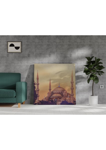 Bakır Gökyüzü ve Sultan Ahmet Camii Dekoratif Kare Kanvas Tablo
