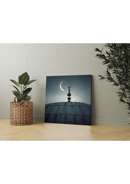 Eski Camii Hilal ve Ay Dekoratif Kare Kanvas Tablo