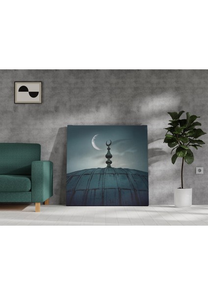 Eski Camii Hilal ve Ay Dekoratif Kare Kanvas Tablo modelleri