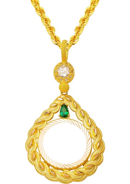 14 Ayar Saç Örgüsü Çeyrek Çerçeveli Kolye