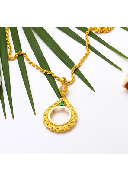 14 Ayar Saç Örgüsü Çeyrek Çerçeveli Kolye modelleri