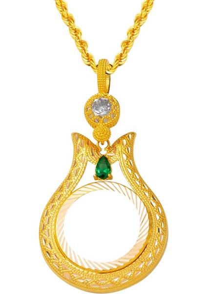 Laleli 14 Ayar Çeyrek Altın Çerçevesi Kolye