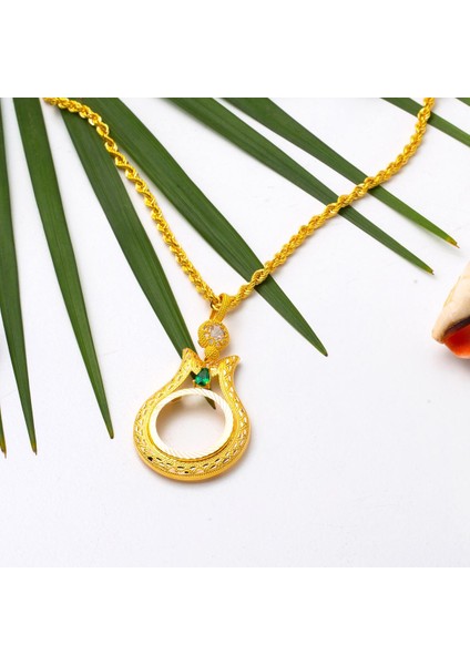 Laleli 14 Ayar Çeyrek Altın Çerçevesi Kolye modelleri