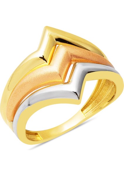 3 Renkli 14 Ayar Altın Yüzük