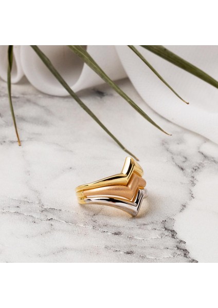 3 Renkli 14 Ayar Altın Yüzük modelleri