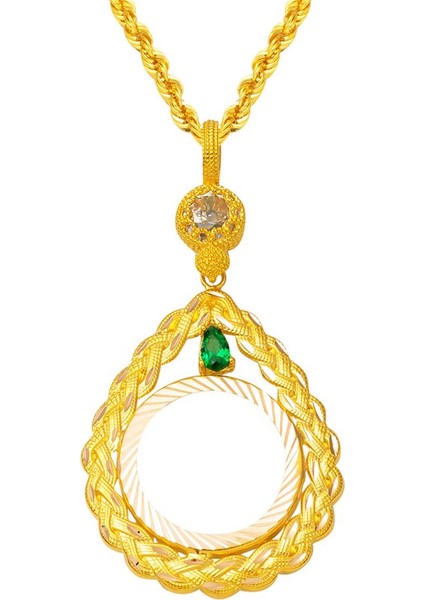 14 Ayar Damla Taşlı Çeyrek Çerçeveli Kolye