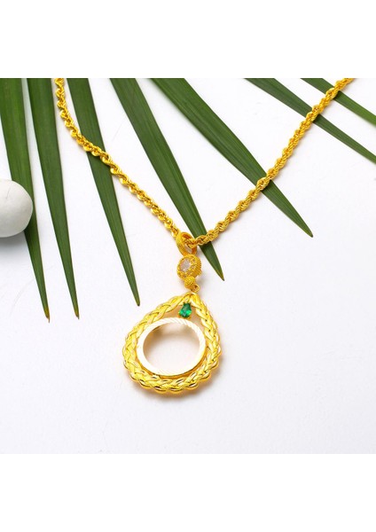 14 Ayar Damla Taşlı Çeyrek Çerçeveli Kolye modelleri