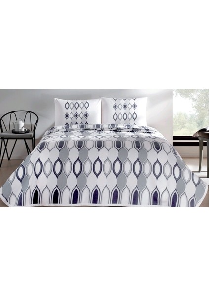 Baskılı Pike Takımı Tek Kişilik Falcon Gri