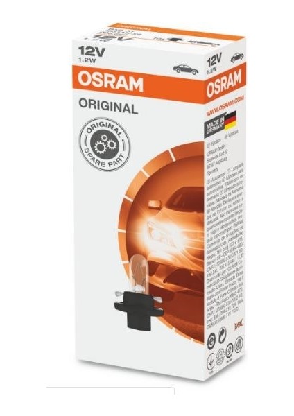 Ampul T5 12V 1.2W Siyah Soket Gösterge 8.5d Osram 2351 Mfx 10 Adet