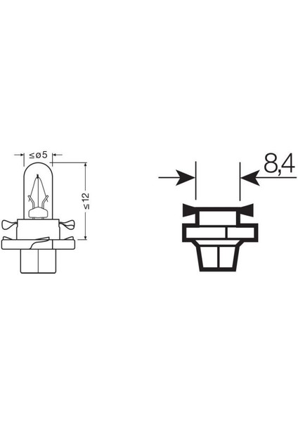 Ampul T5 12V 1.2W Siyah Soket Gösterge 8.5d Osram 2351 Mfx 10 Adet