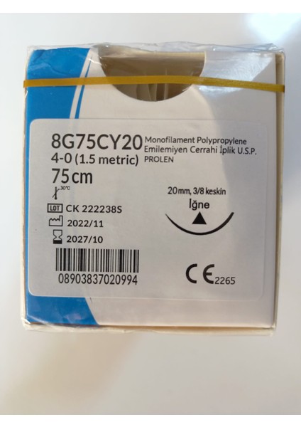 Emilemeyen Cerrahi İplik 4 - 0 1.5 Metric 1 Paket 12 Adet