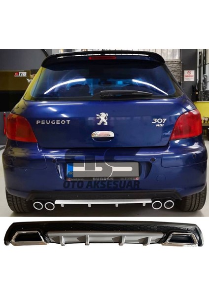 Peugeot 307 Difüzör Arka Tampon Eki 2 Egzoz Çıkışlı Gri Lüx Tip
