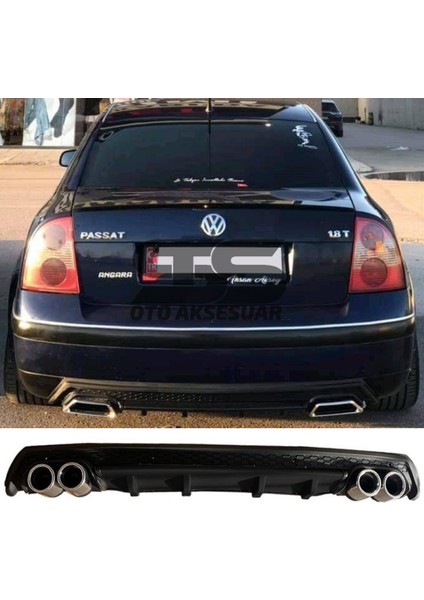 Volkswagen Passat B5 Difüzör Arka Tampon Eki 4 Egzoz Çıkışlı Siyah Lüx Tip