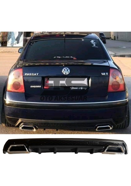 Volkswagen Passat B5 Difüzör Arka Tampon Eki 2 Egzoz Çıkışlı Siyah Lüx Tip