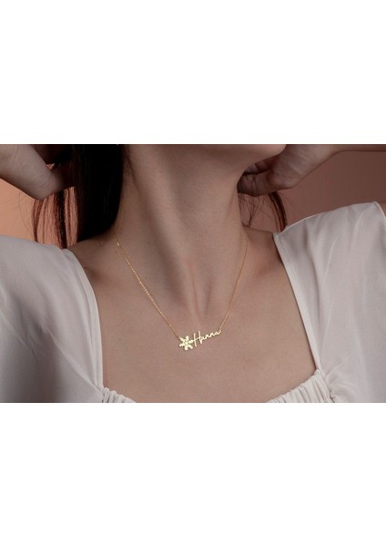 925 Ayar Gümüş Kar Tanesi Isim Kolye