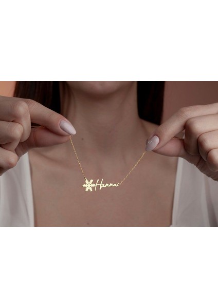 925 Ayar Gümüş Kar Tanesi Isim Kolye modelleri