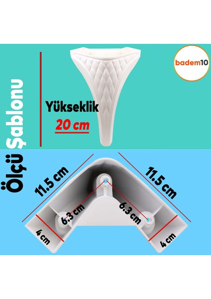 Petek Lüks Mobilya Kanepe Konsol Sehpa Tv Ünitesi Koltuk Puf Ayağı Ayakları 20 cm 4 Adet