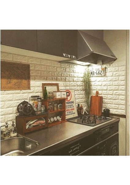 Kendinden Yapışkanlı Duvar Paneli 70 x 38 cm Tuğla Beyaz