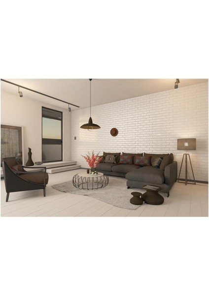 Kendinden Yapışkanlı Duvar Paneli 70 x 38 cm Tuğla Beyaz