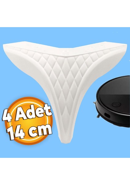 Petek Lüks Mobilya Kanepe Sehpa Tv Ünitesi Koltuk Puf Ayağı 14 cm Beyaz Baza Ayakları 4 Adet