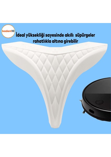 Petek Lüks Mobilya Kanepe Sehpa Tv Ünitesi Koltuk Puf Ayağı 14 cm Beyaz Baza Ayakları 4 Adet fiyatları