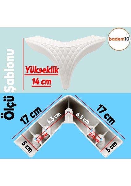 Petek Lüks Mobilya Kanepe Sehpa Tv Ünitesi Koltuk Puf Ayağı 14 cm Beyaz Baza Ayakları 4 Adet fırsatları