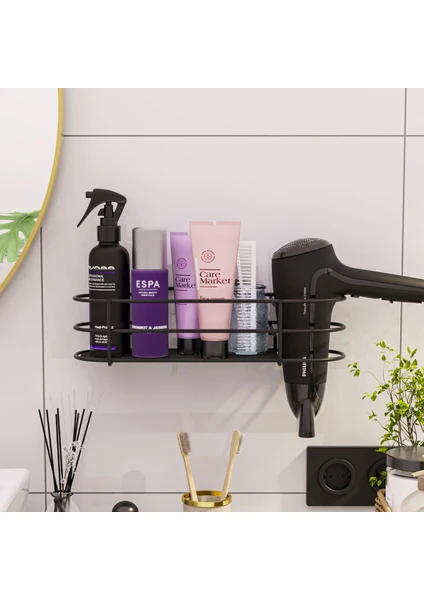 Banyo Aksesuarları Banyo Düzenleyici Yapışkanlı Saç Kurutma Makinesi Fön Makinesi Organizer Raf