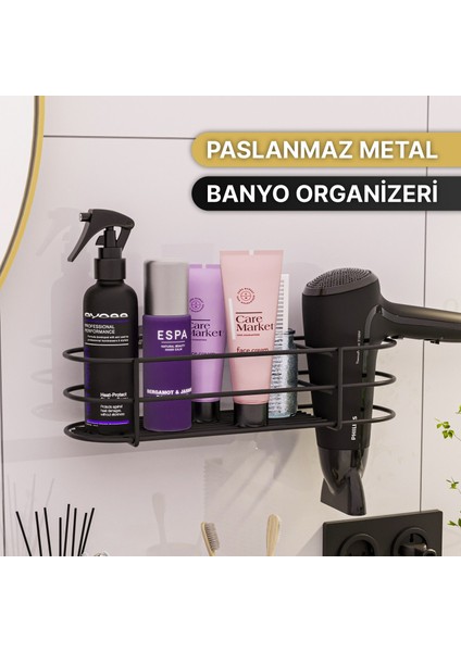 Banyo Aksesuarları Banyo Düzenleyici Yapışkanlı Saç Kurutma Makinesi Fön Makinesi Organizer Raf