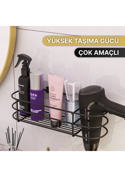 Banyo Aksesuarları Banyo Düzenleyici Yapışkanlı Saç Kurutma Makinesi Fön Makinesi Organizer Raf