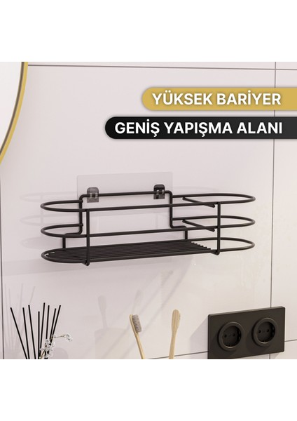 Banyo Aksesuarları Banyo Düzenleyici Yapışkanlı Saç Kurutma Makinesi Fön Makinesi Organizer Raf